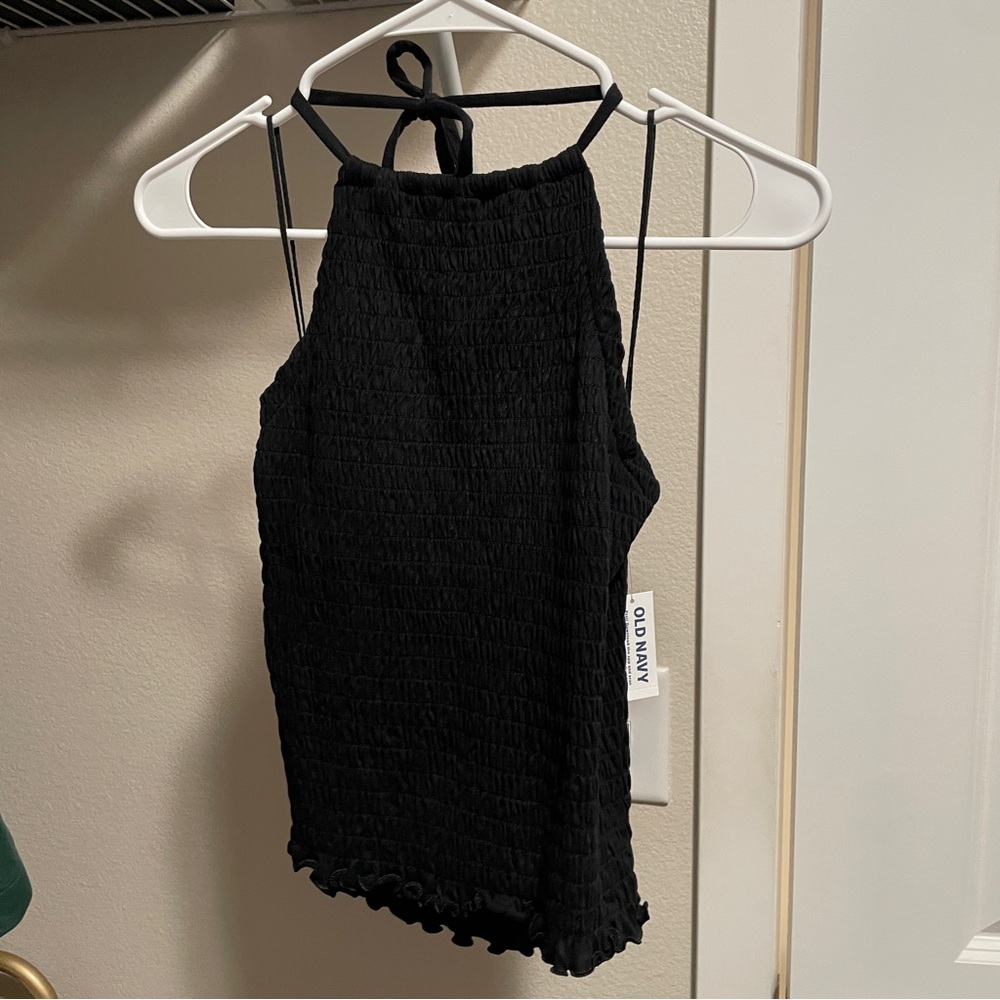 Old Navy Black Smocked Halter Top
